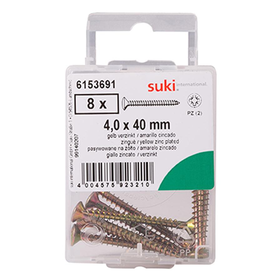 Suki Zinc Oval-Head Chipboard Screws (4 x 40 mm, Pack of 8)