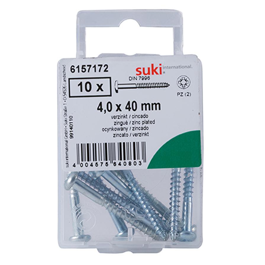 Suki 6157172 Pan Head Wood Screws (4 x 0.4 cm, Pack of 10)