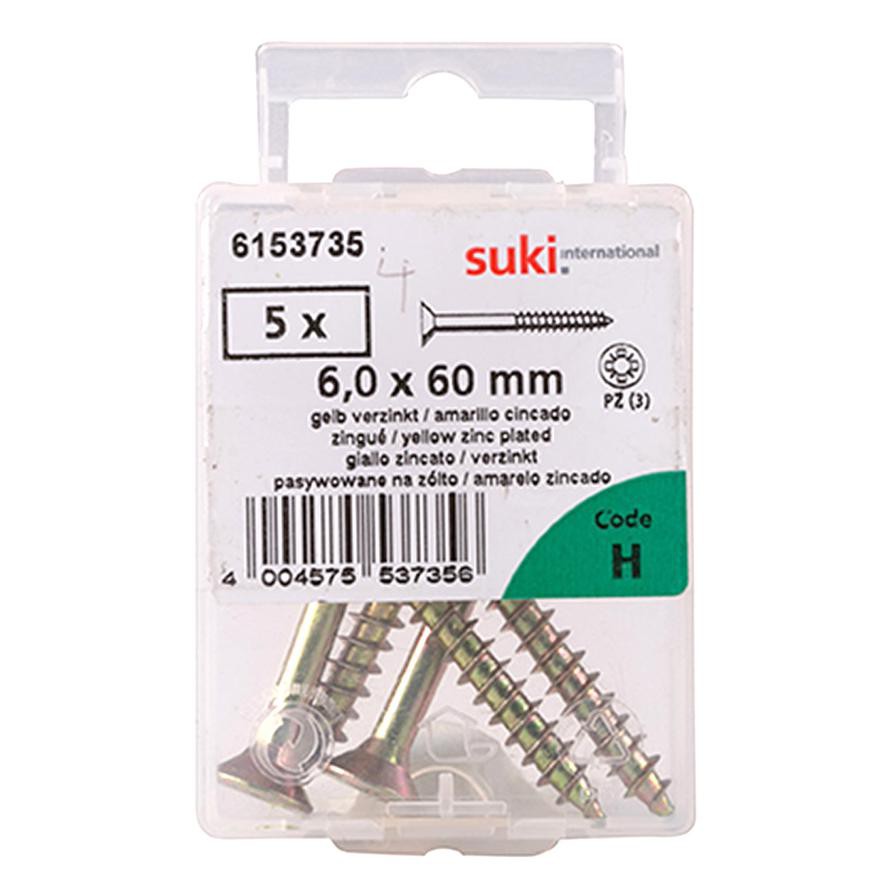 Suki Pozidriv Chipboard Screws (6 x 60 mm, Pack of 5)