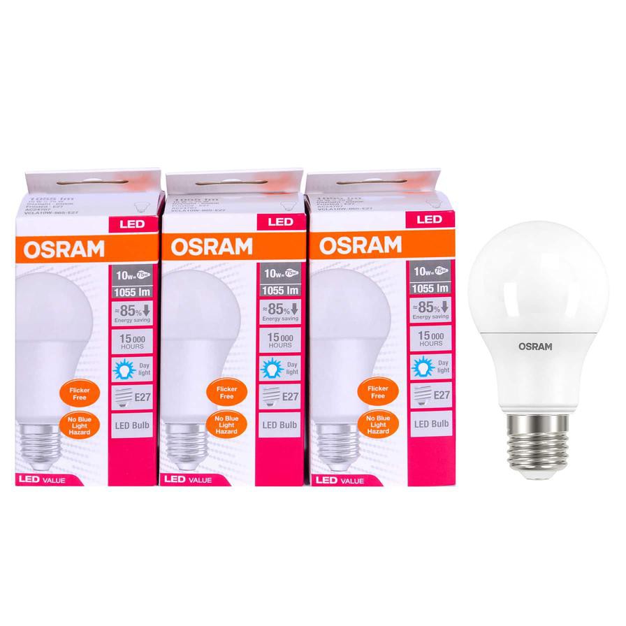 Osram CLS A LED Bulb Pack (10 W, Day Light, 3 Pc.)