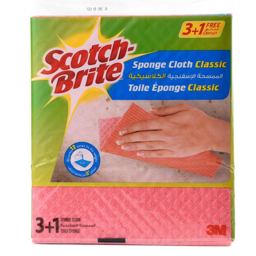 3M Scotch-Brite Classic Pink Sponge Cloth 3 + 1 Pack (4 pcs)