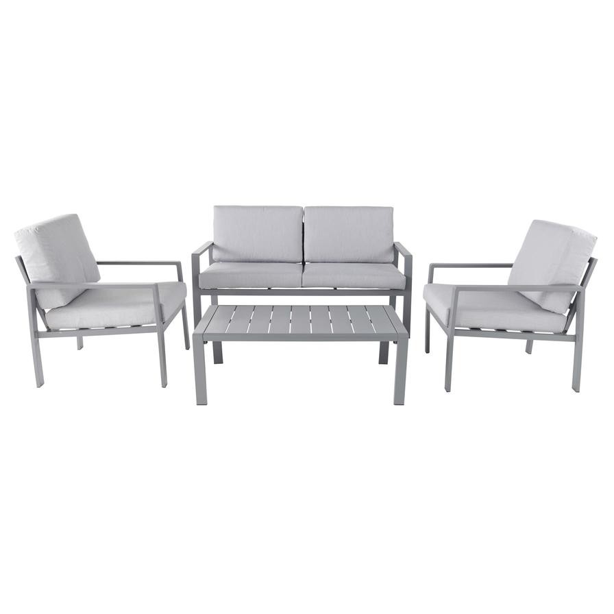 Moorea 4-Seater Aluminum Sofa Set W/Cushions GoodHome (4 Pc.)