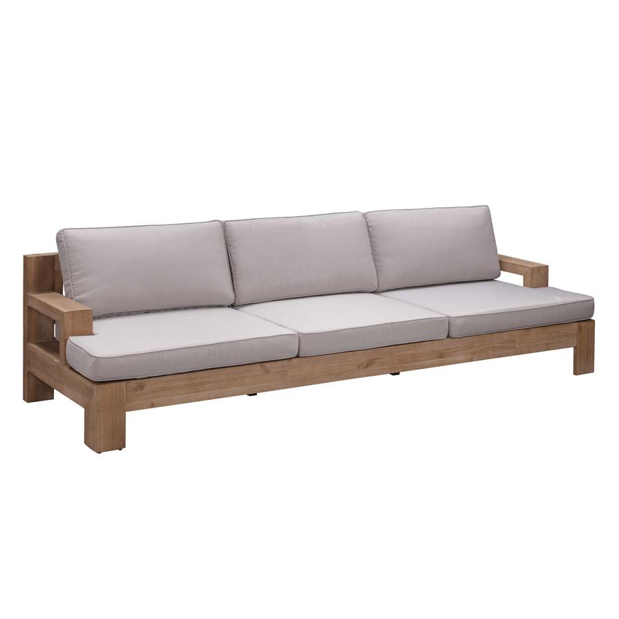 Joshua 3-Seater Acacia Wood Sofa W/Cushion Generic (256 x 80 x 64 cm)