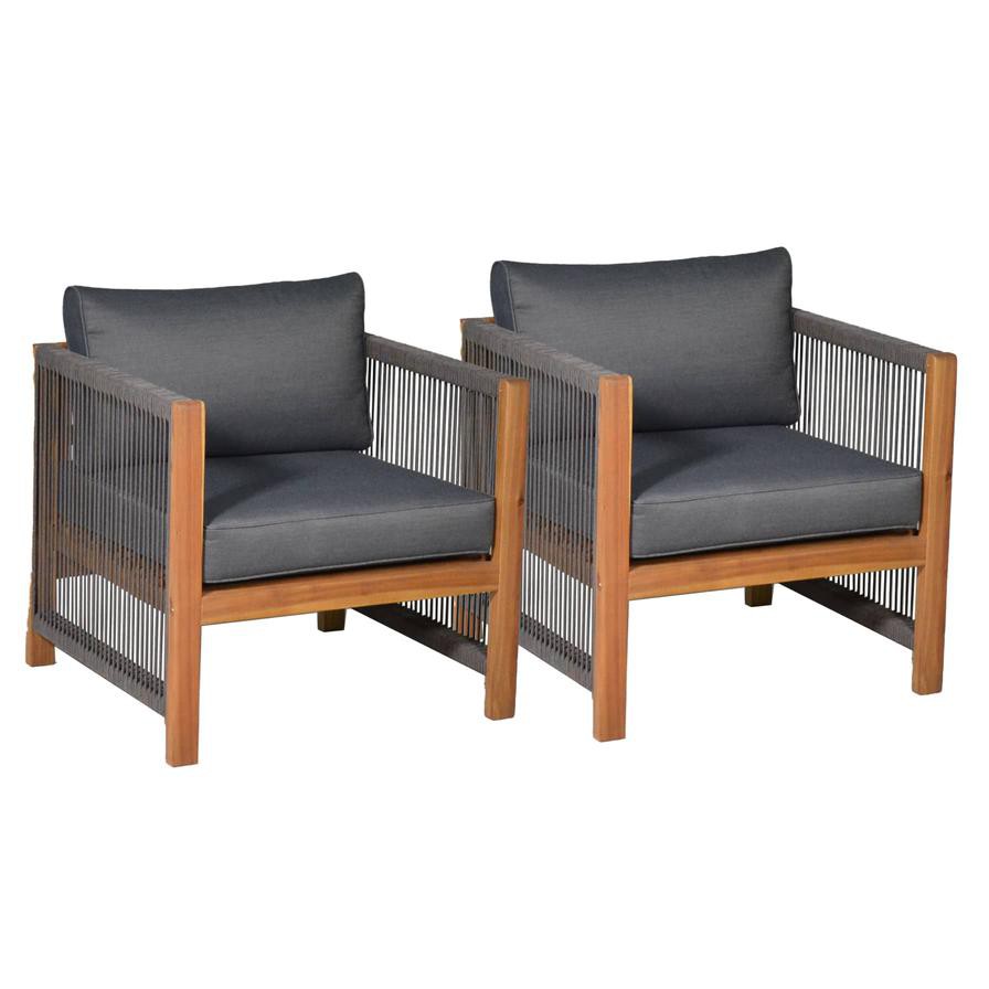 Monterrey Acacia Chair Set W/Cushions Generic (71 x 66 x 64/76 cm, 2 Pc.)