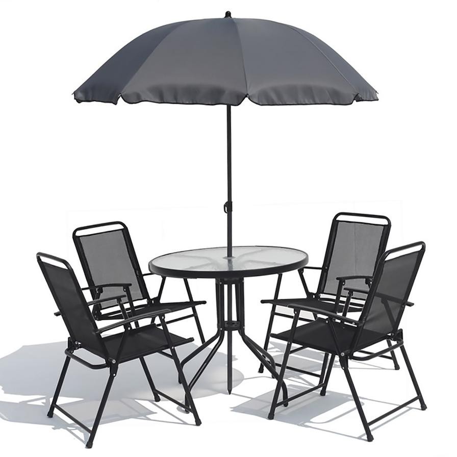 4-Seater Steel Patio Set W/Parasol Living Accents