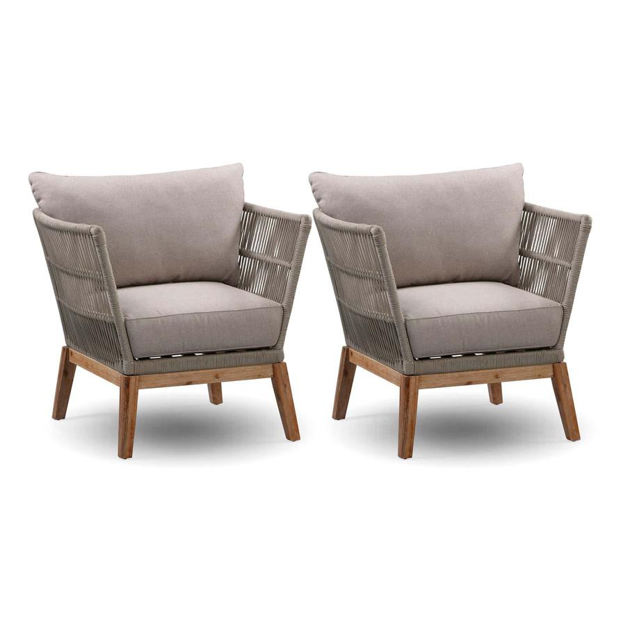 Florida Acacia Wood & Rope Armchair W/Cushions Set Generic (86 x 84 x 78 cm, 2 Pc.)