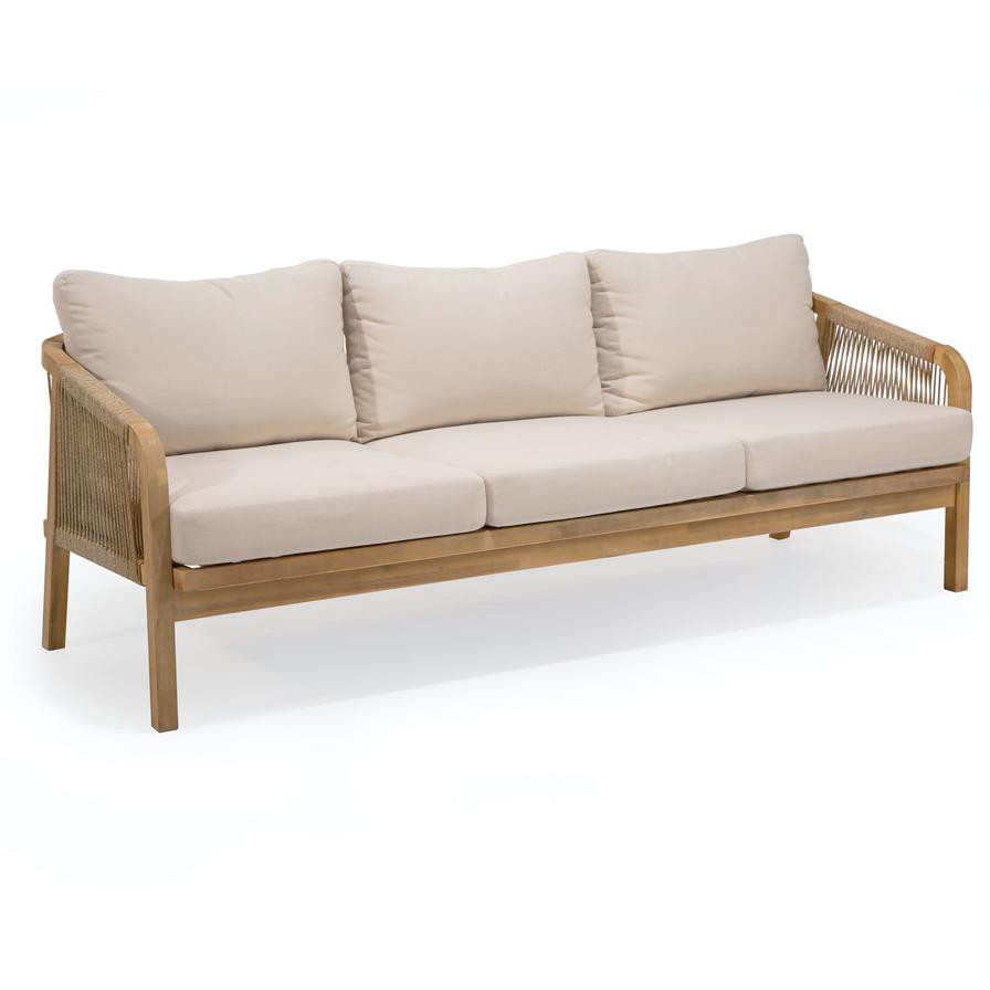 Rimini 3-Seater Acacia Wood Sofa W/Cushions Generic (79.5 x 203 x 68.5 cm