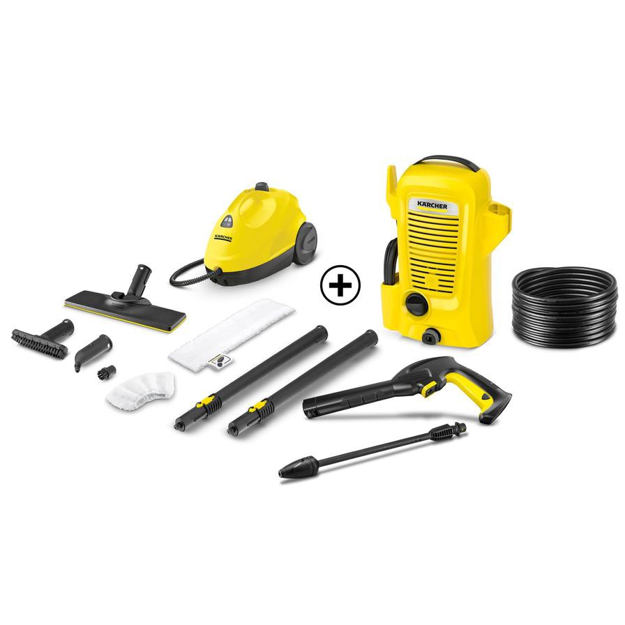 Karcher K2 Universal Edition High Pressure Washer (110 Bars) + Karcher SC 2 EasyFix Steam Cleaner