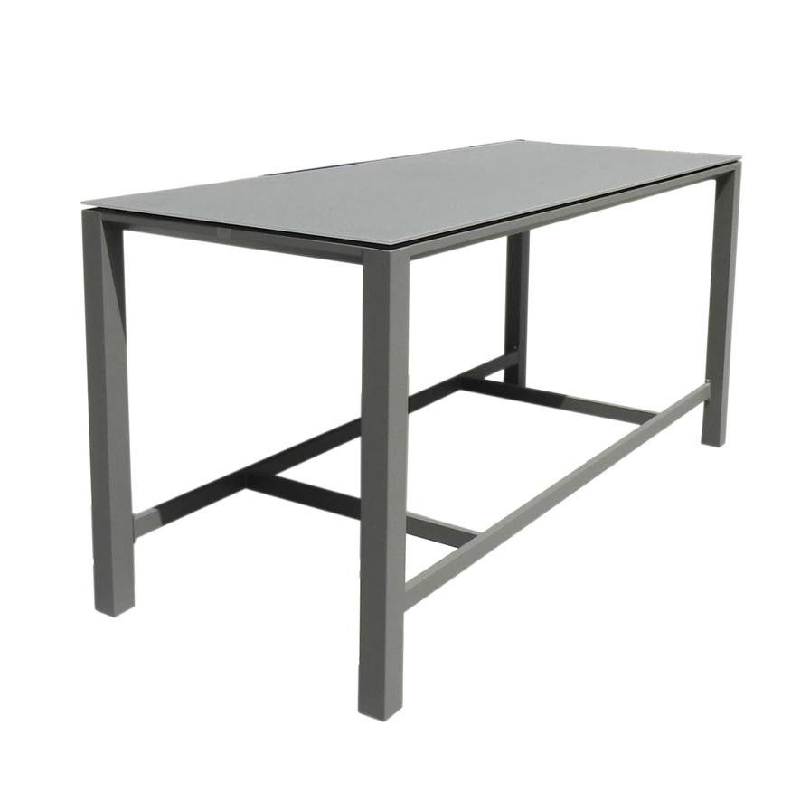 Aluminum Bar Table W/Glass Top Rainbow (210 x 90 x 110 cm, Taupe)