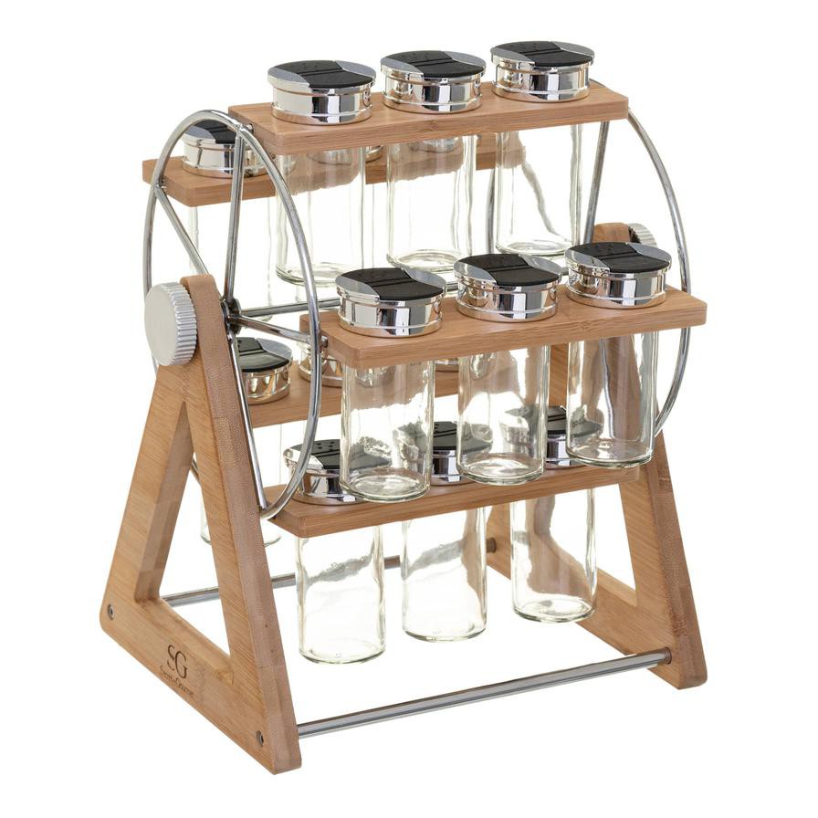 Bamboo rotating spice online rack