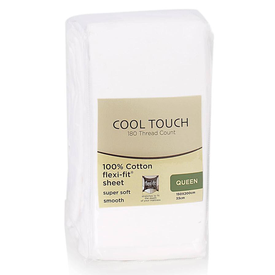 Cool Touch Queen Fitted Sheet (150 x 200 cm, White)