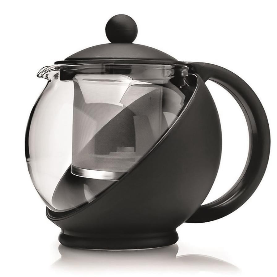 Kilo Glass Teapot with Infuser (13.4 x 14.7 x 15.7 cm, Black)