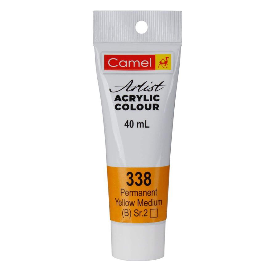 Camel Series 2 Artists' Acrylic Colour Paint Tube (40 ml, 338 Permanent Yellow)