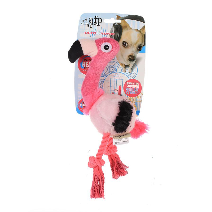 All For Paws Ultrasonic DJ Flamingo Dog Toy, Small