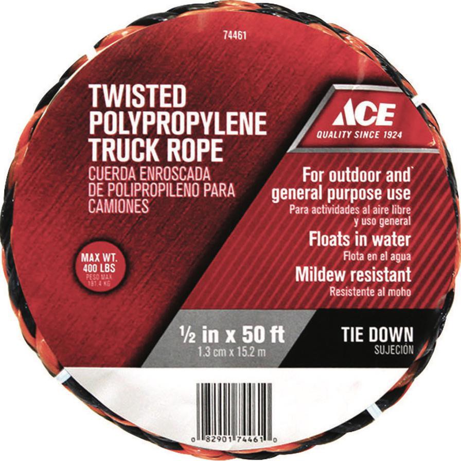 Ace Twisted Poly Truck Polypropylene Rope (1.3 cm x 15.24 m, Sold Per Piece)