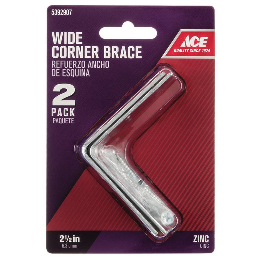 Ace Zinc Wide Corner Brace (6.35 cm, 2 Pc.)