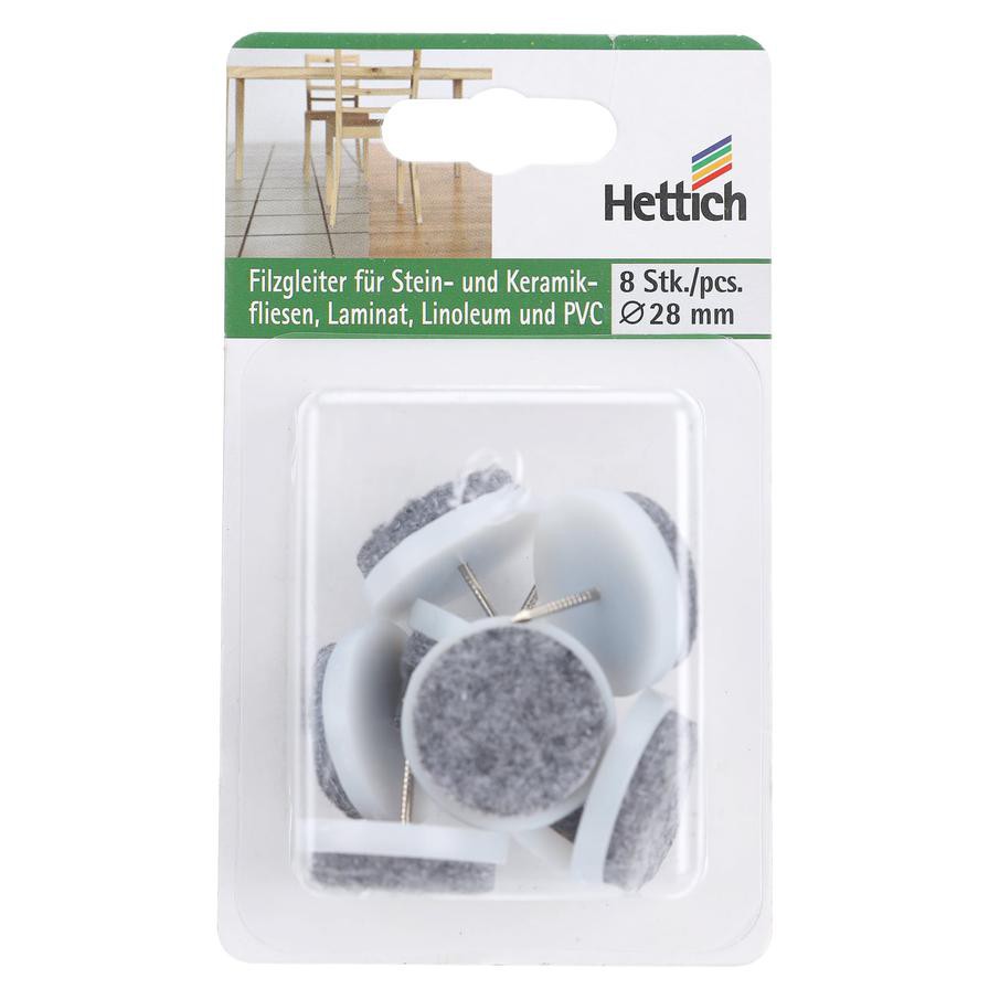 Hettich Knock Pin Felt Glides, Round (2.8 cm, 8 pcs)