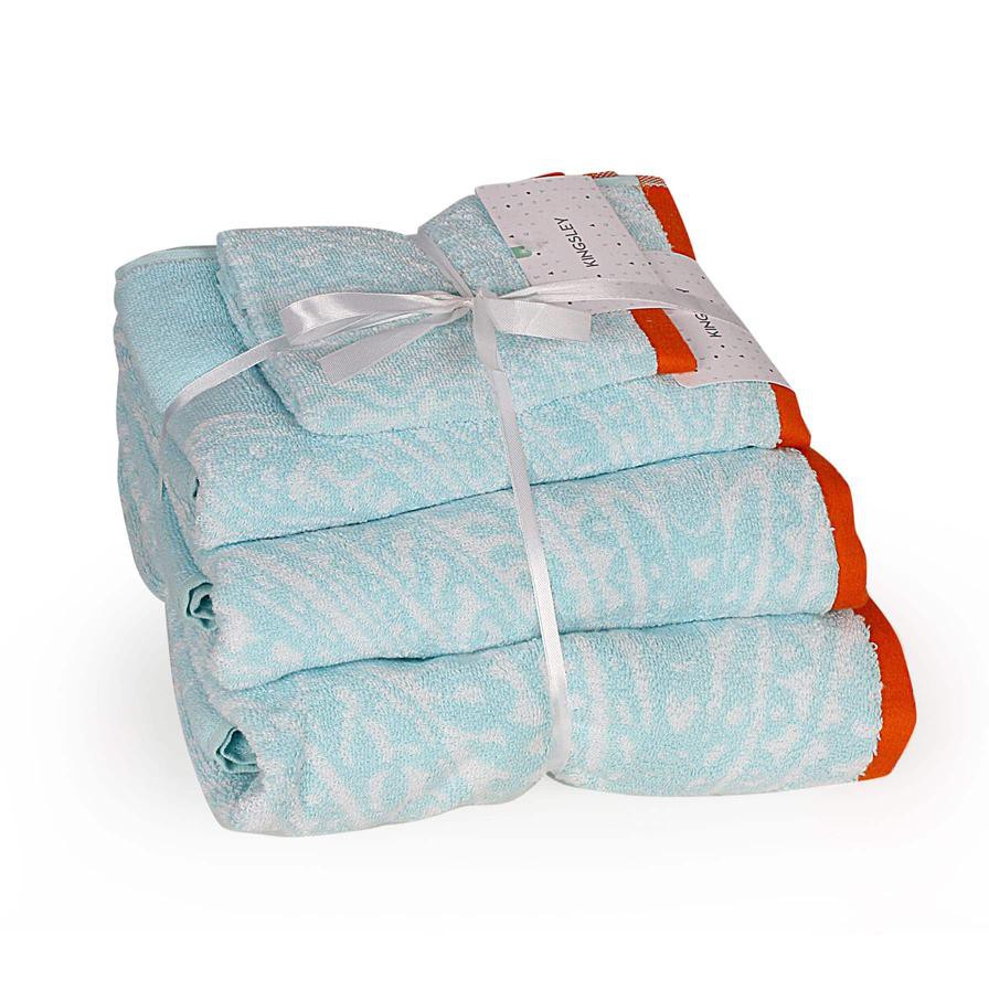 Kingsley Moda Cotton Towel Set (Aqua, 4 Pc.)