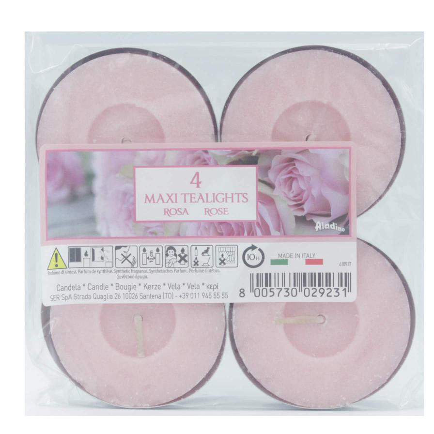 Aladino Maxi Light Candle Pack (Rose, 4 Pc.)