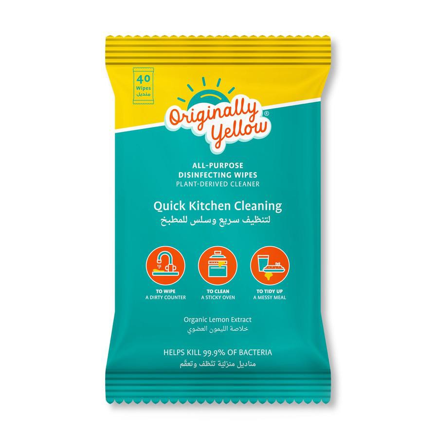 Originally Yellow Kitchen Cleaning Wipes Pack (40 Wipes)