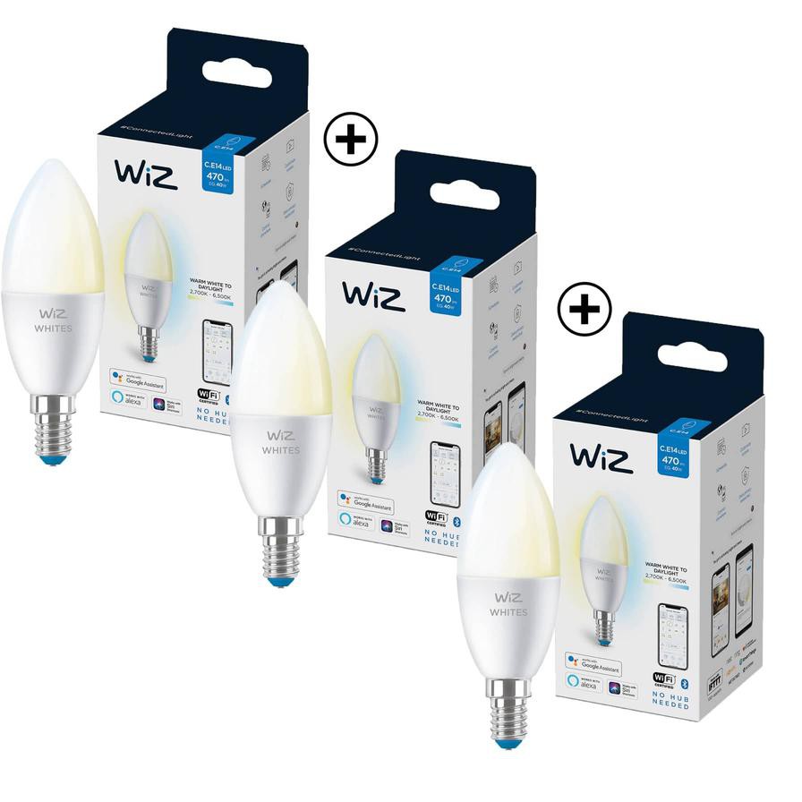 Wiz Wi-Fi C37 E14 LED Candle Bulb (White, 3 Pc. Bundle)