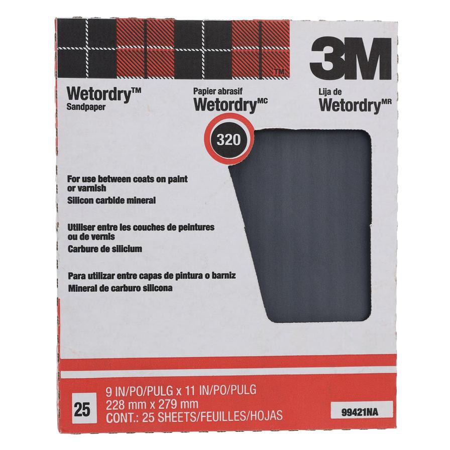 3M Wetordry Sandpaper, 320 Grit (22.8 x 27.9 cm, 25 pcs)