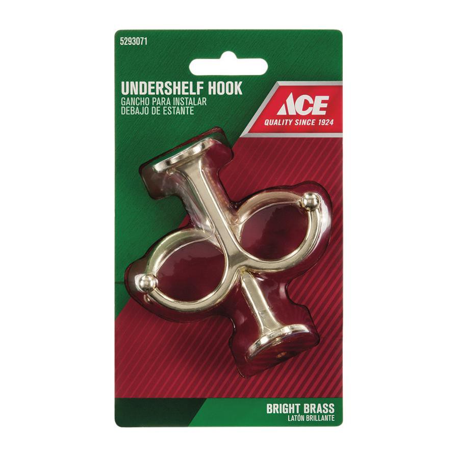 Ace Brass Undershelf Long Arm Garment Hook (8.89 cm, 2 Pc.)