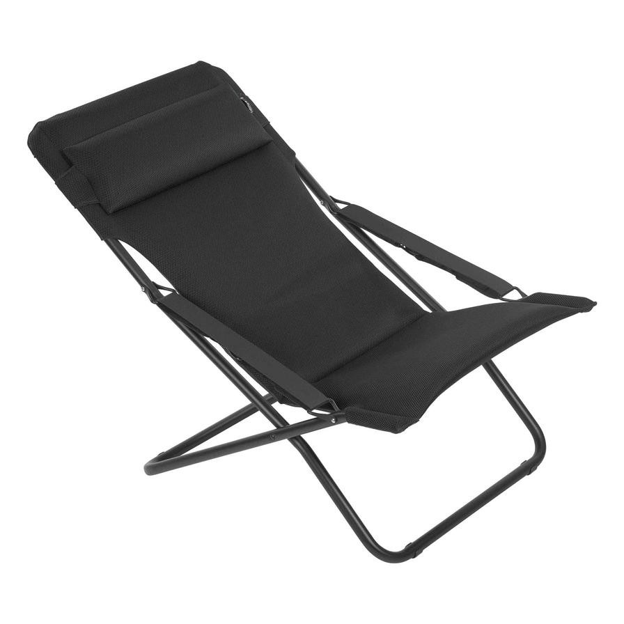 Transabed Steel Deck Chair Lafuma Mobilier (93 x 67 x 88 cm, Noir & Acier)