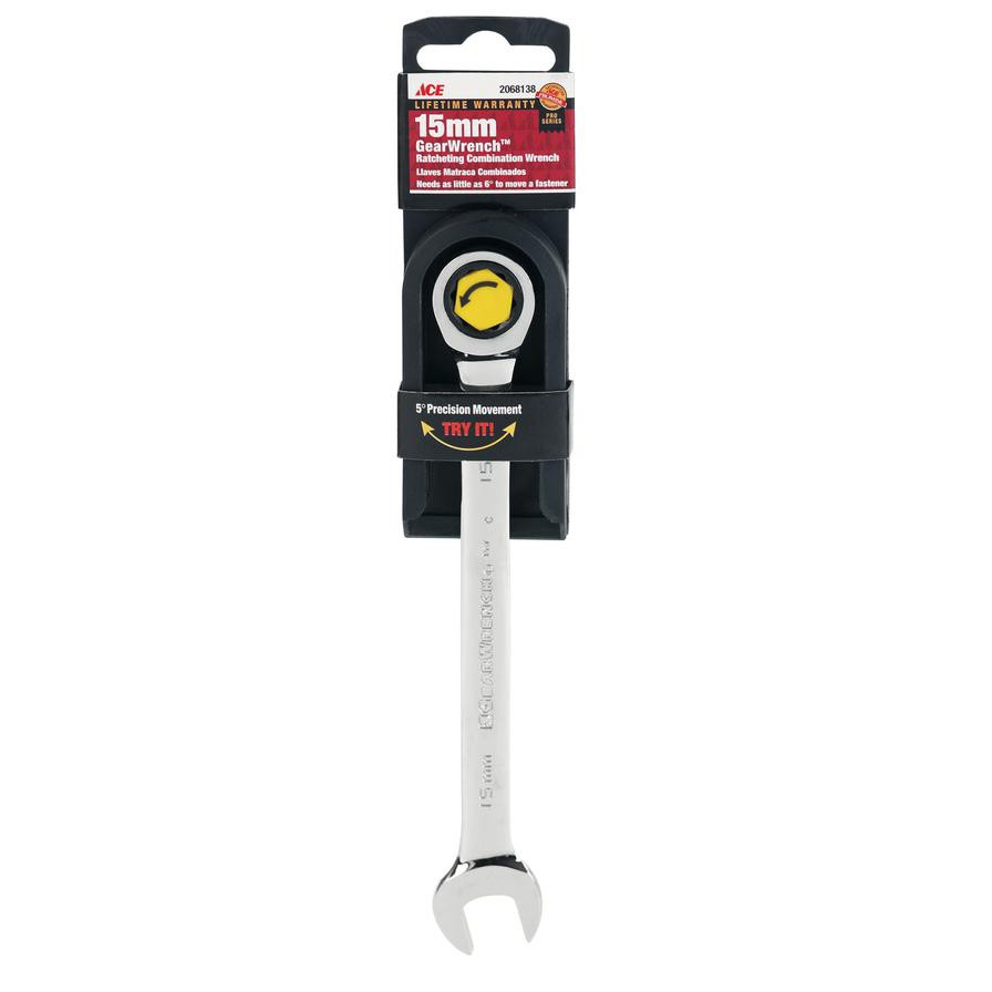 Ace Pro Series GearWrench Ratcheting Combination Wrench (15 mm)