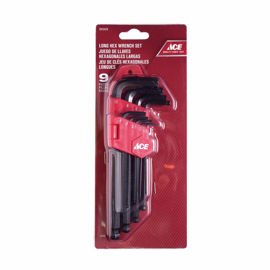 Ace Steel Long Ball Point Hex Wrench Set (9 Pc.)
