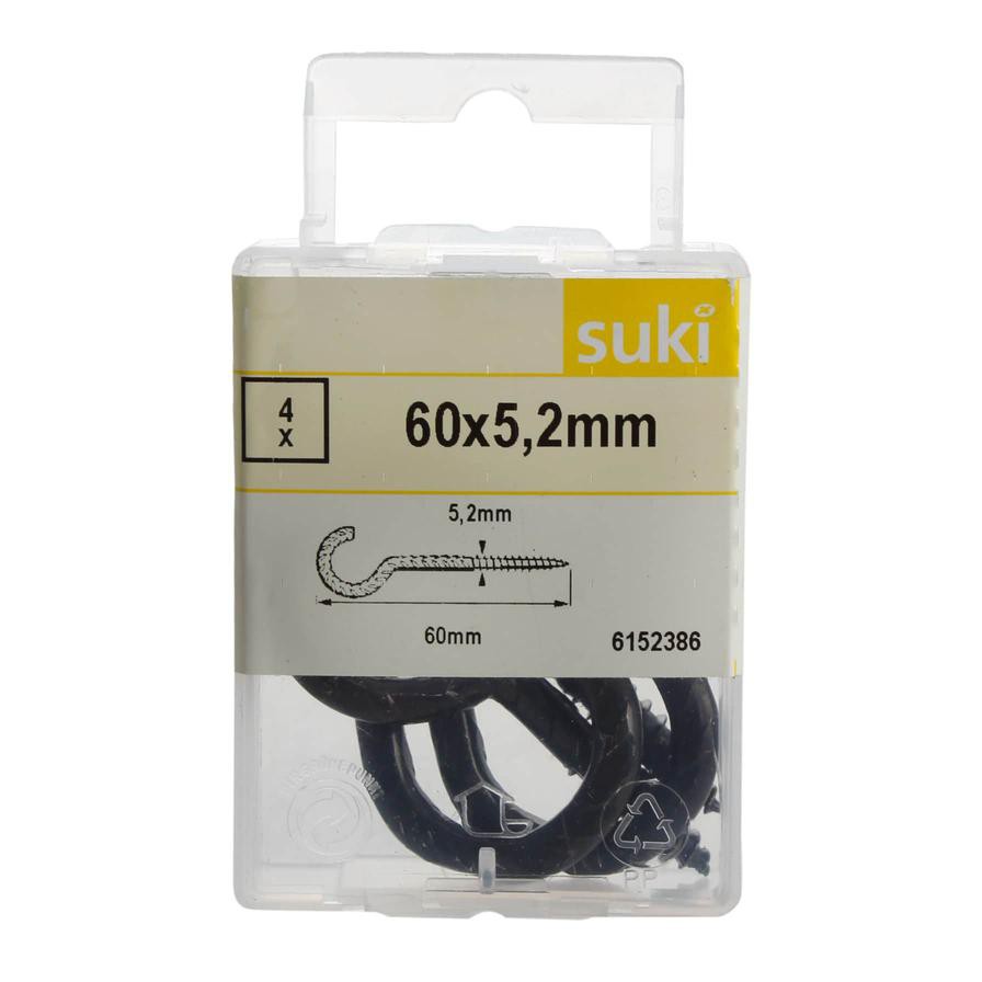 Suki Steel Hook Screw Pack (6 x 0.52 cm, 4 Pc.)