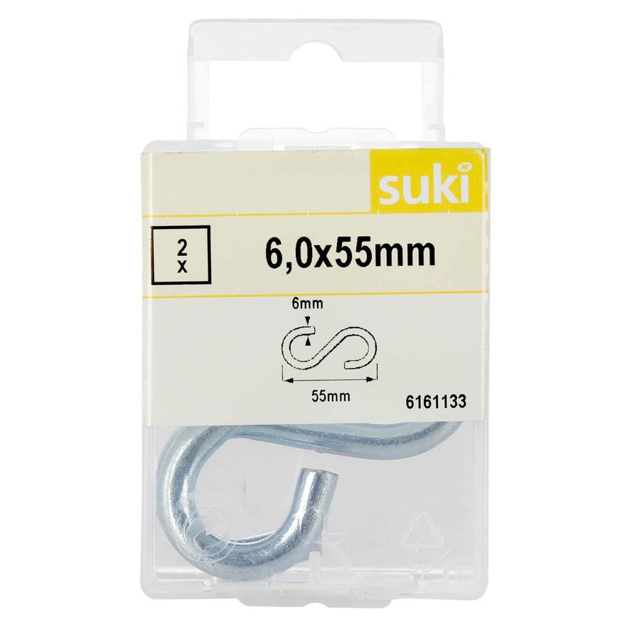 Suki Steel S Hook Pack (0.6 x 5.5 cm, 2 Pc.)