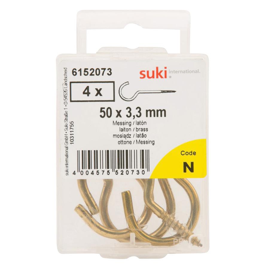 Suki 6152073 Cup Hooks (50 mm, Pack of 4, Golden)