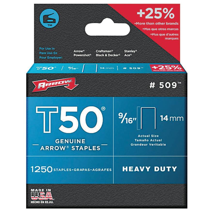 Arrow T50 Steel Flat Crown Staples (1.4 cm, 1250 Pc.)