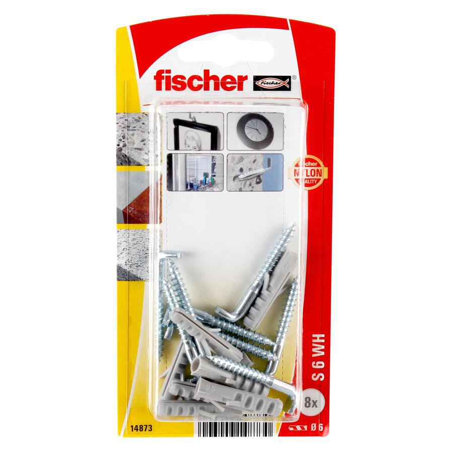 Fischer Expansion Plug W/ Eye Hook, S6 WH Pack (8 Pc.)