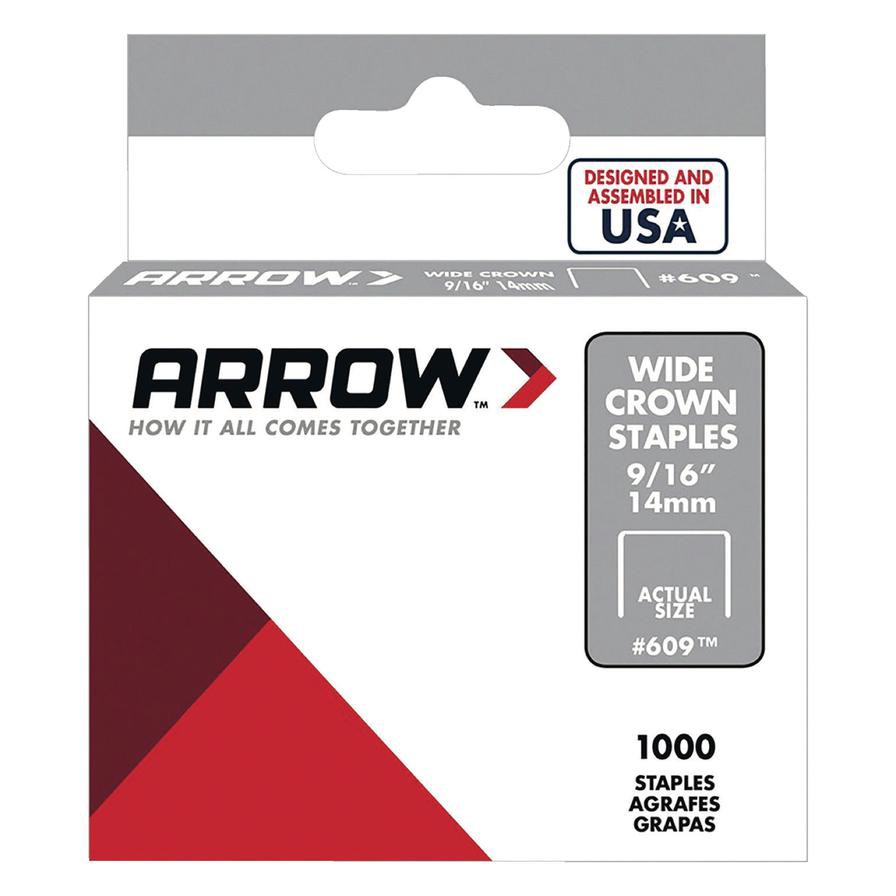 Arrow No.609 Steel Wide Crown Staples (1.4 cm, 1000 Pc.)