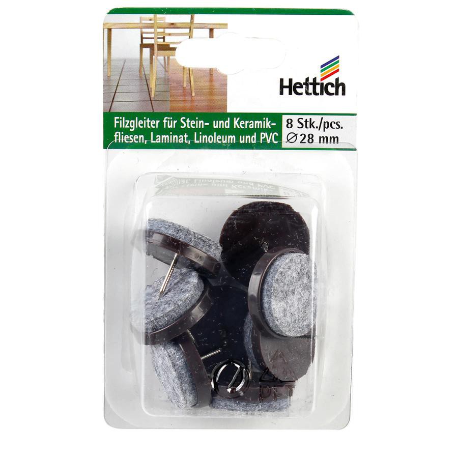 Hettich Felt Glides Pin Pack (2.8 cm, 8 Pc.)