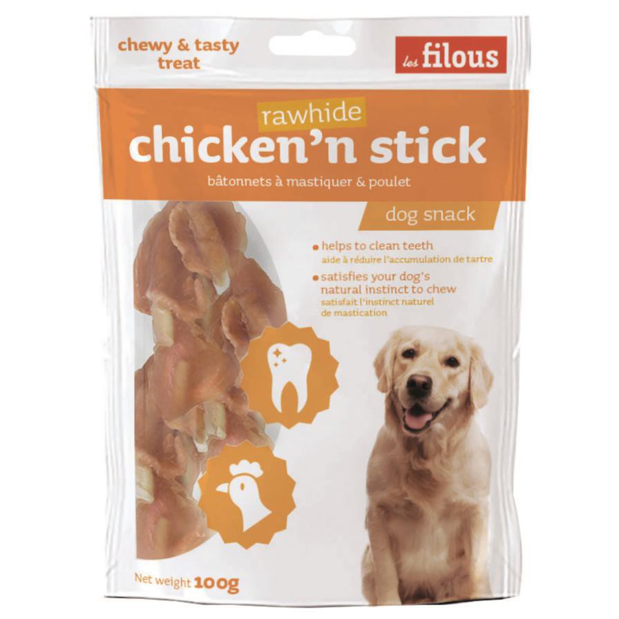 Les Filous Dry Dog Food Raw Hide Chicken'N'Stick (100 g)