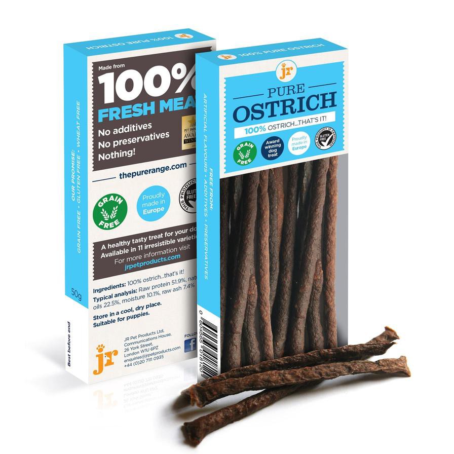 JR Pure Ostrich Sticks for Dogs (50 g, 12 pcs)