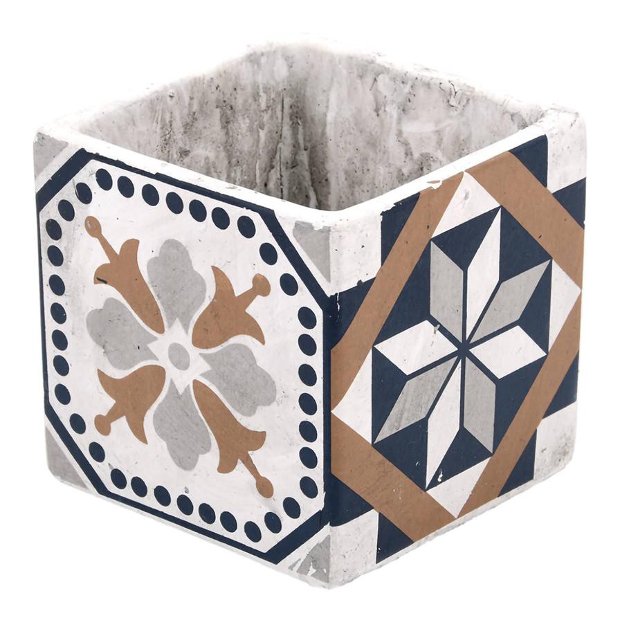 Esschert Design Concrete Portuguese Tiled Square Pot (Small)