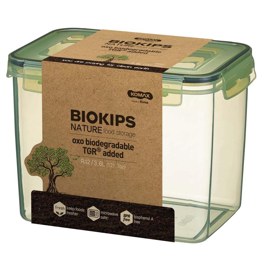 Komax Plastic Biodegradable Rectangular Food Container, R42 (3.6L)