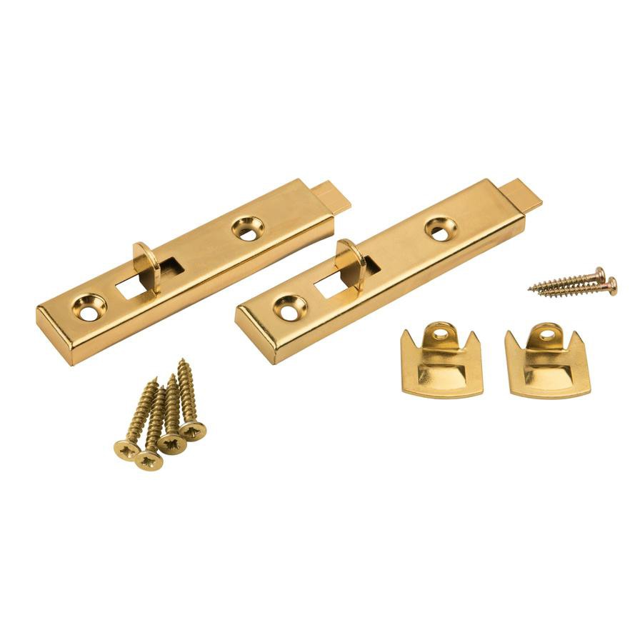 Suki Brass Plated Steel Straight Furniture Bolt Pack (7 cm, 2 Pc.)