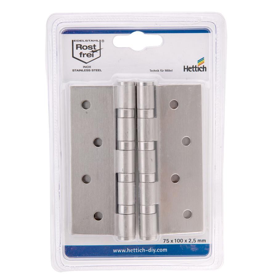 Hettich Stainless Steel Door Hinge (75 x 100 x 2.5 mm)