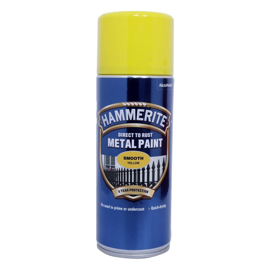 Hammerite Metal Spray Paint (400 ml, Smooth Yellow)