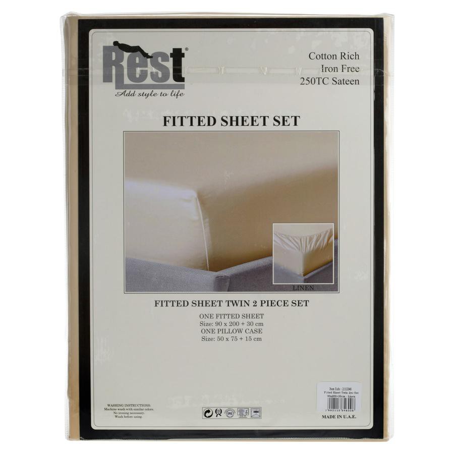 Rest Sateen Fitted Twin Sheet Set (90 x 200 + 30 cm, 2 Pc.)