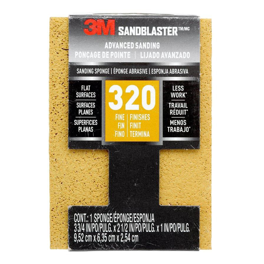 3M SandBlaster Sanding Sponge, 320 Fine Grit (9.5 x 6.3 x 2.5 cm)