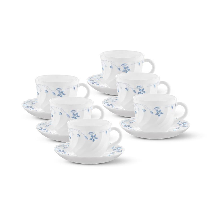 Larah Fluted Floral Cup & Saucer Set (12 Pc.)