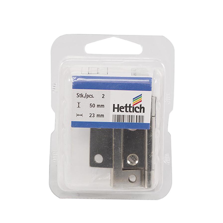 Hettich Nickel Laminated Hinge (50 x 23 x 1.3 mm)