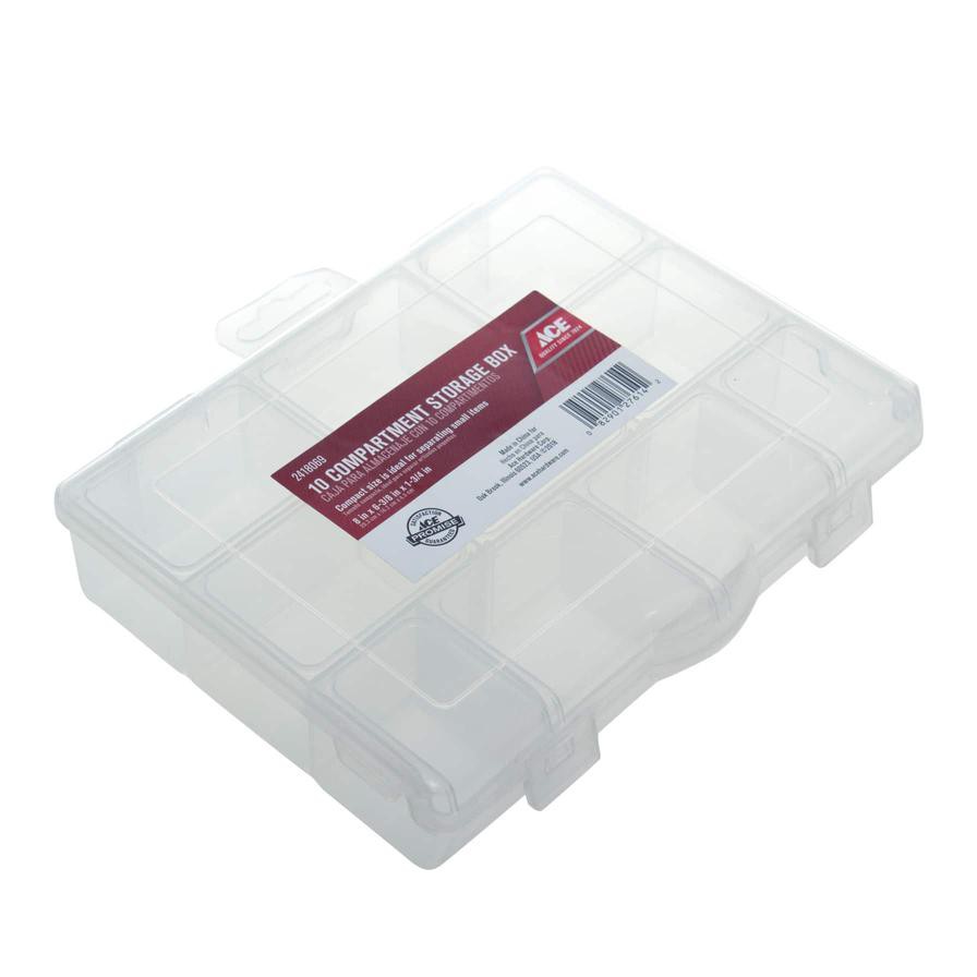 Ace Plastic 10 Compartment Storage Box (4.4 x 15 x 20 cm, Small)