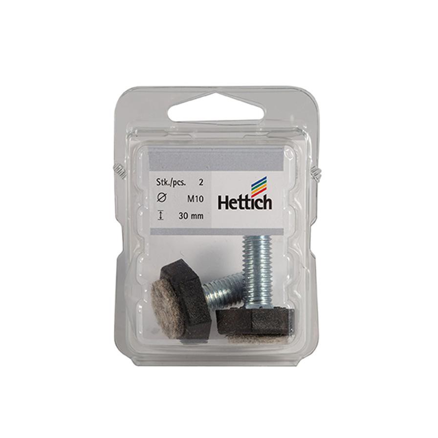 Hettich Floor Regulating Screw with Felt Pad (M10 x 30 mm, 2 Pieces)